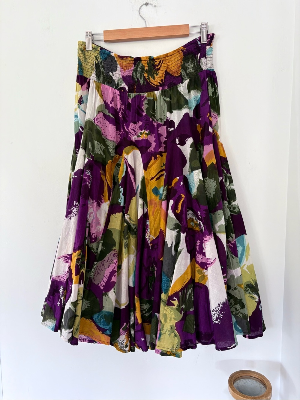 Colorful Abstract Floral Sz L Midi Maxi Full Skirt 31” L Bohemian Light Flowy